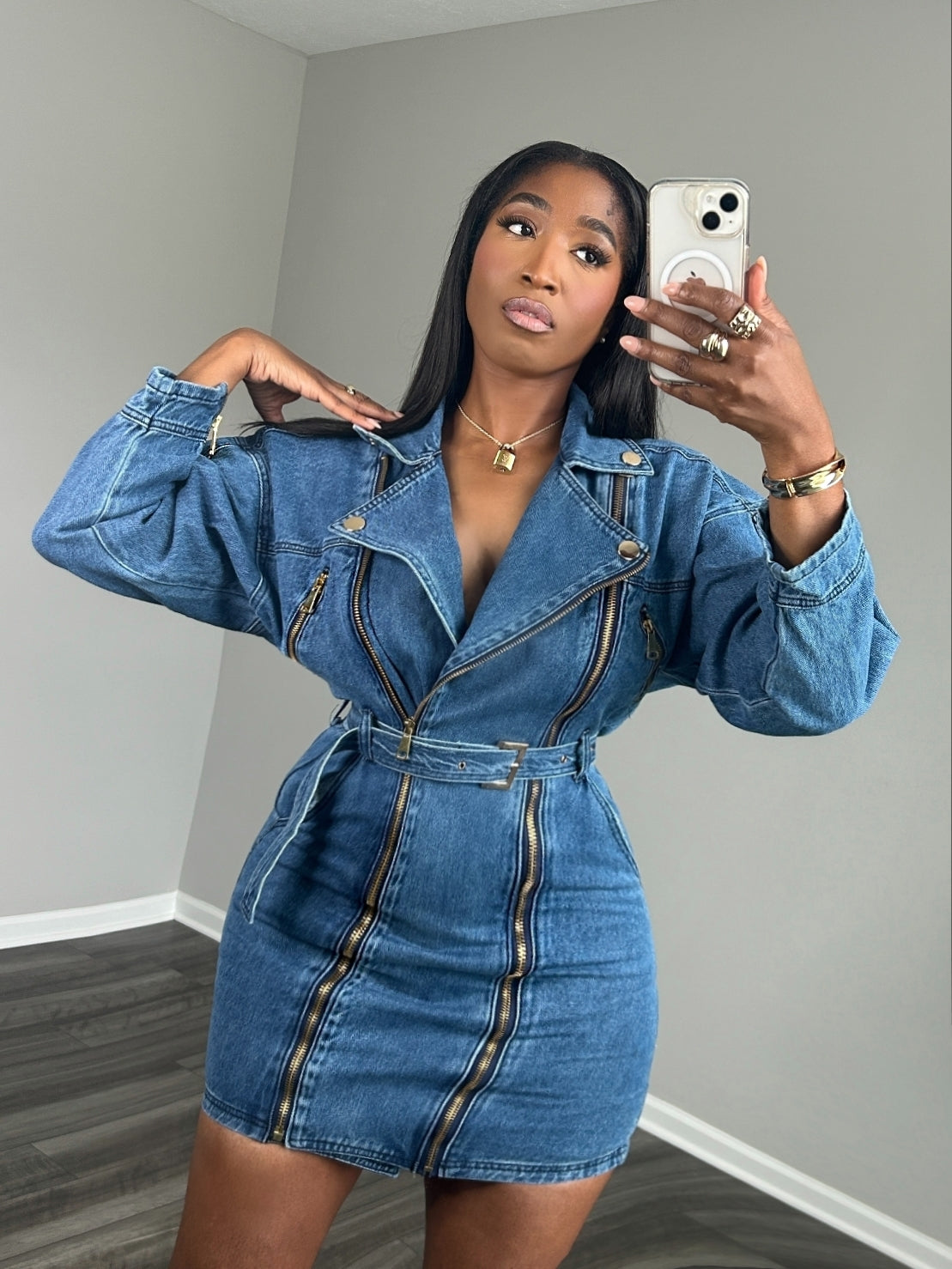 Rosemuse denim puff sleeves dress サックス Rosemuse denim puff sleeves dress サックス denim puff sleeves