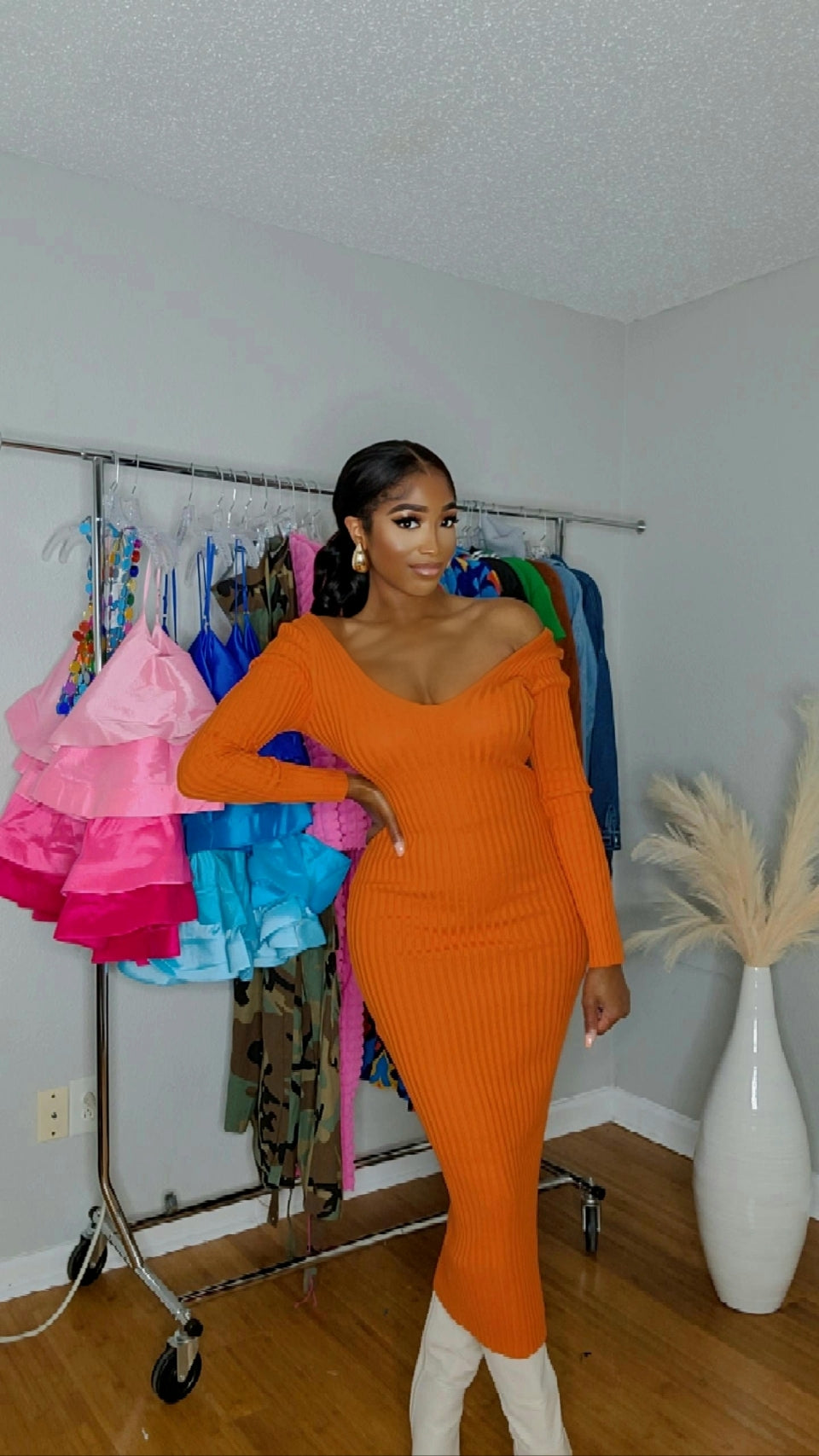 That Girl Classy Midi Dress (Orange)