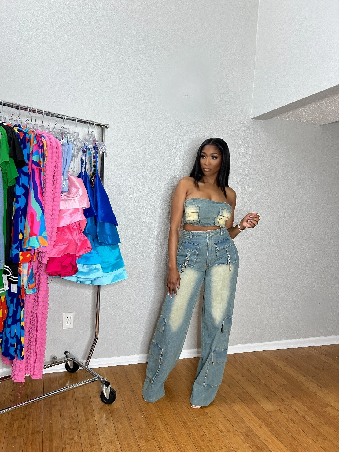 Just My Vibe Denim Pant Set