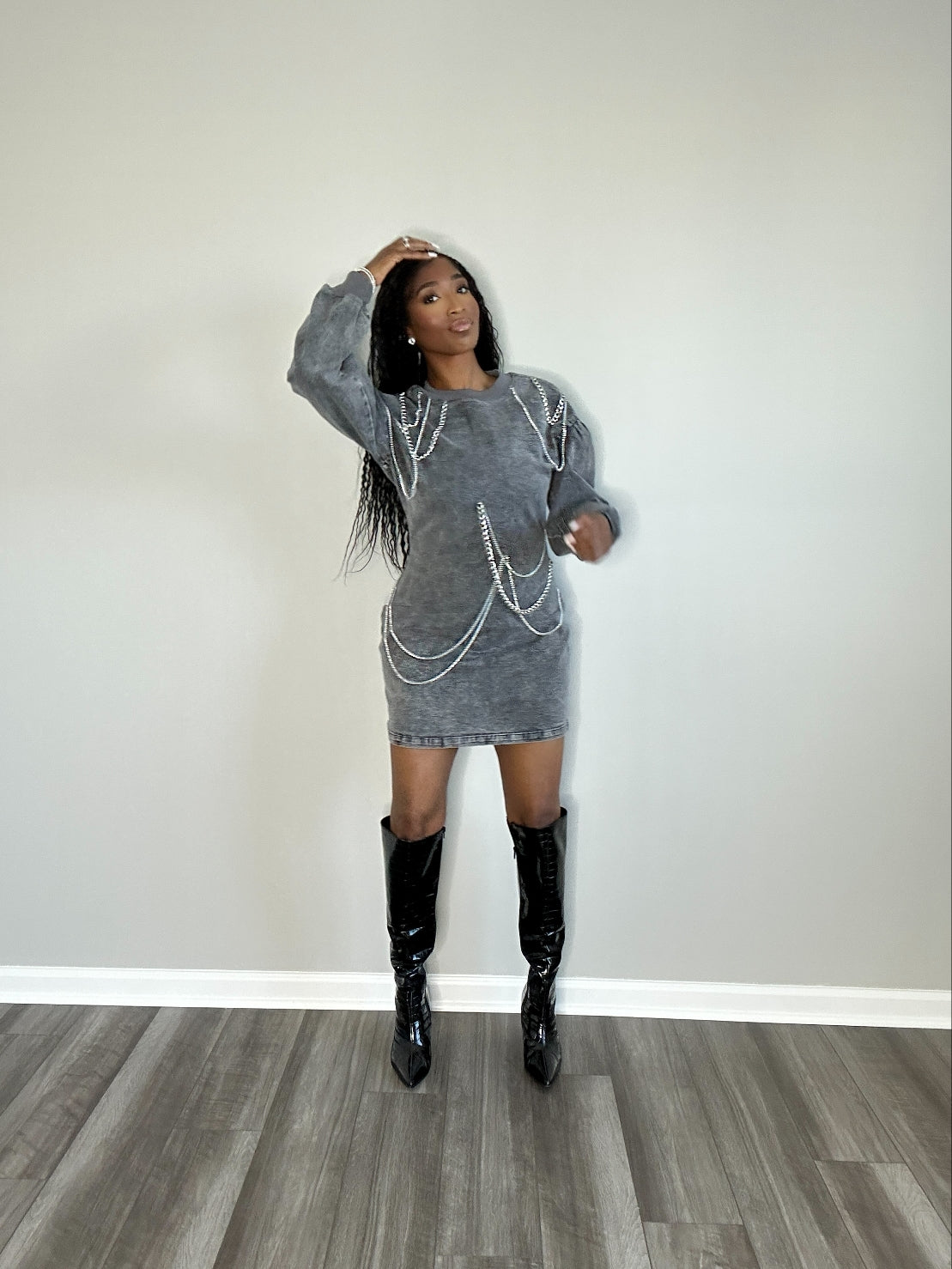 Chained Vibes Denim Dress