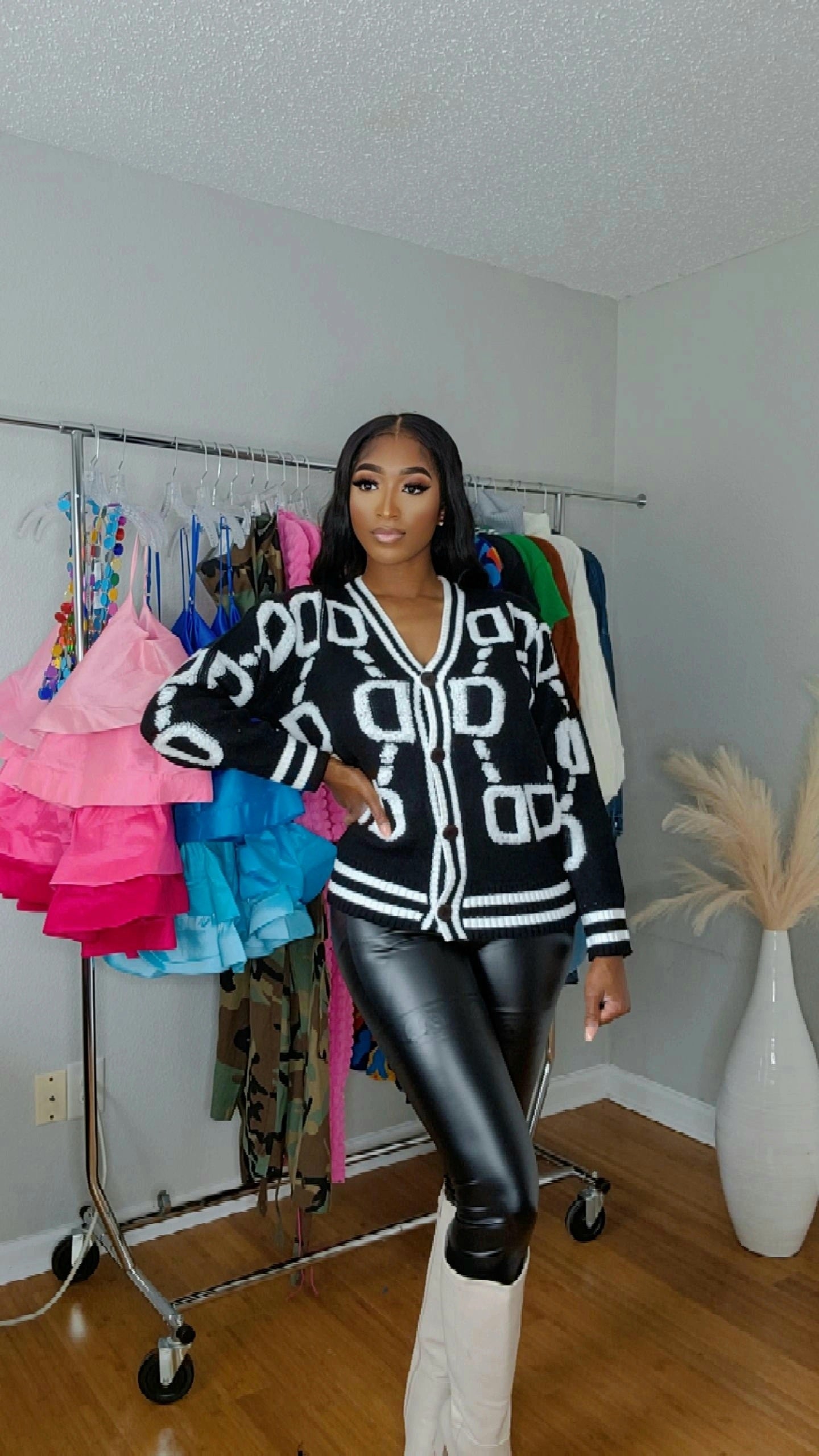 Bombshell Button Up Sweater (Black)