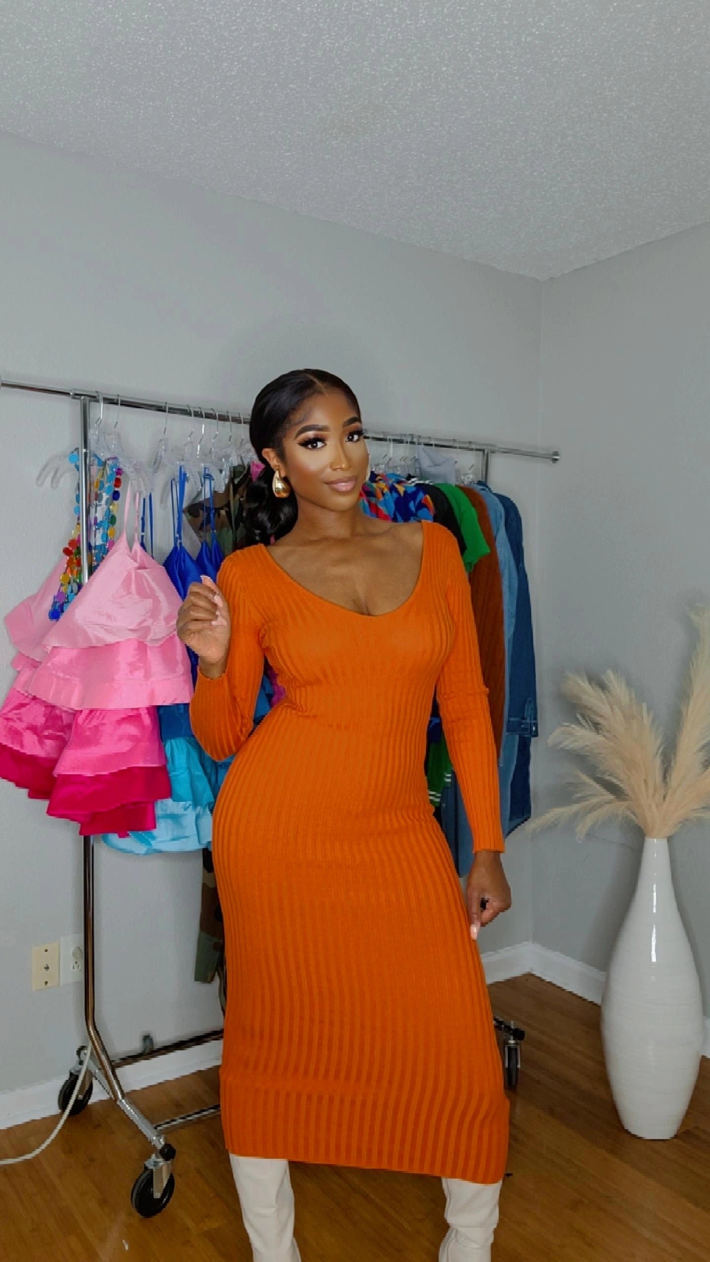 That Girl Classy Midi Dress (Orange)