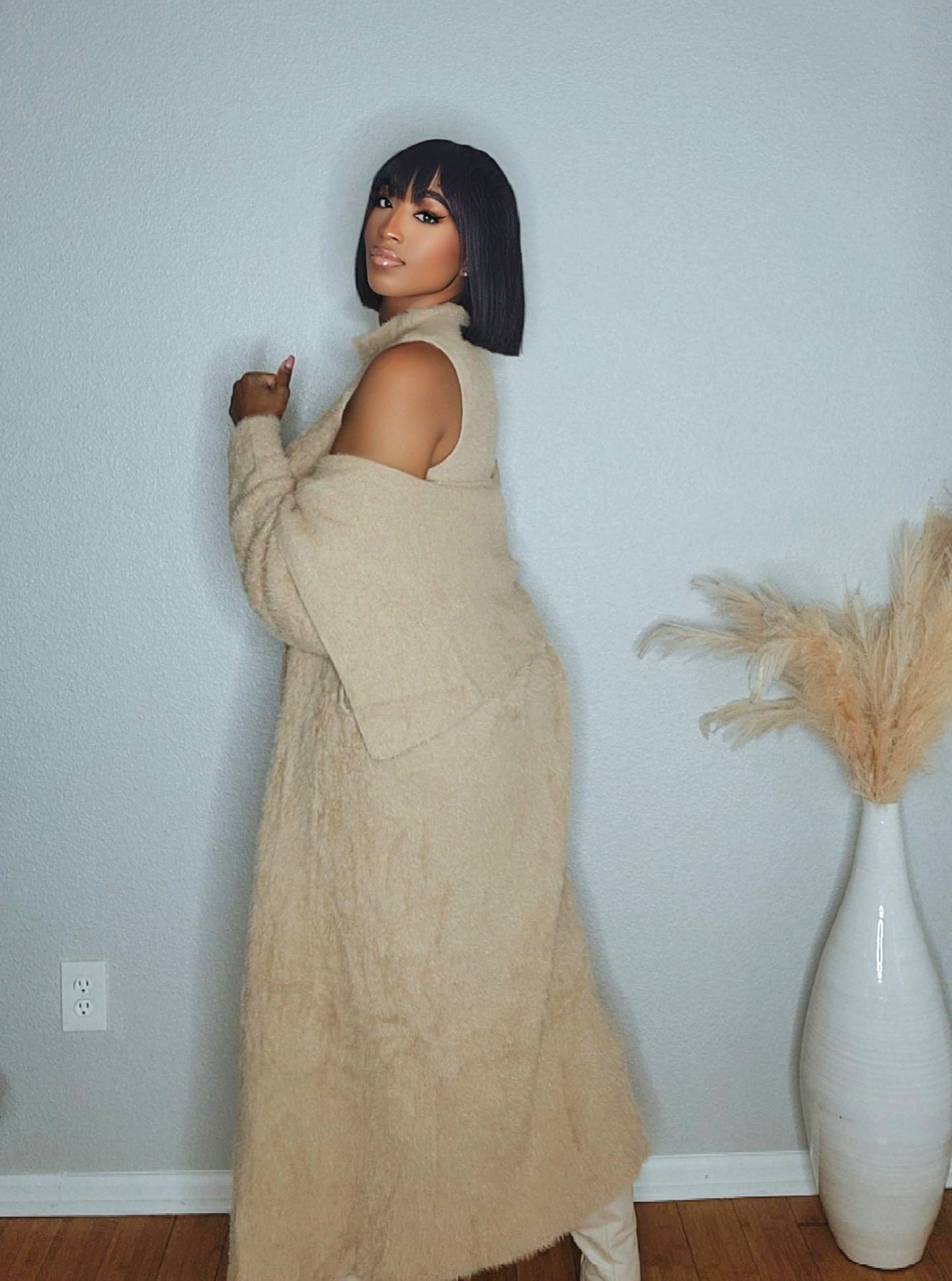 Boss Up Cardigan Dress Set (Taupe)
