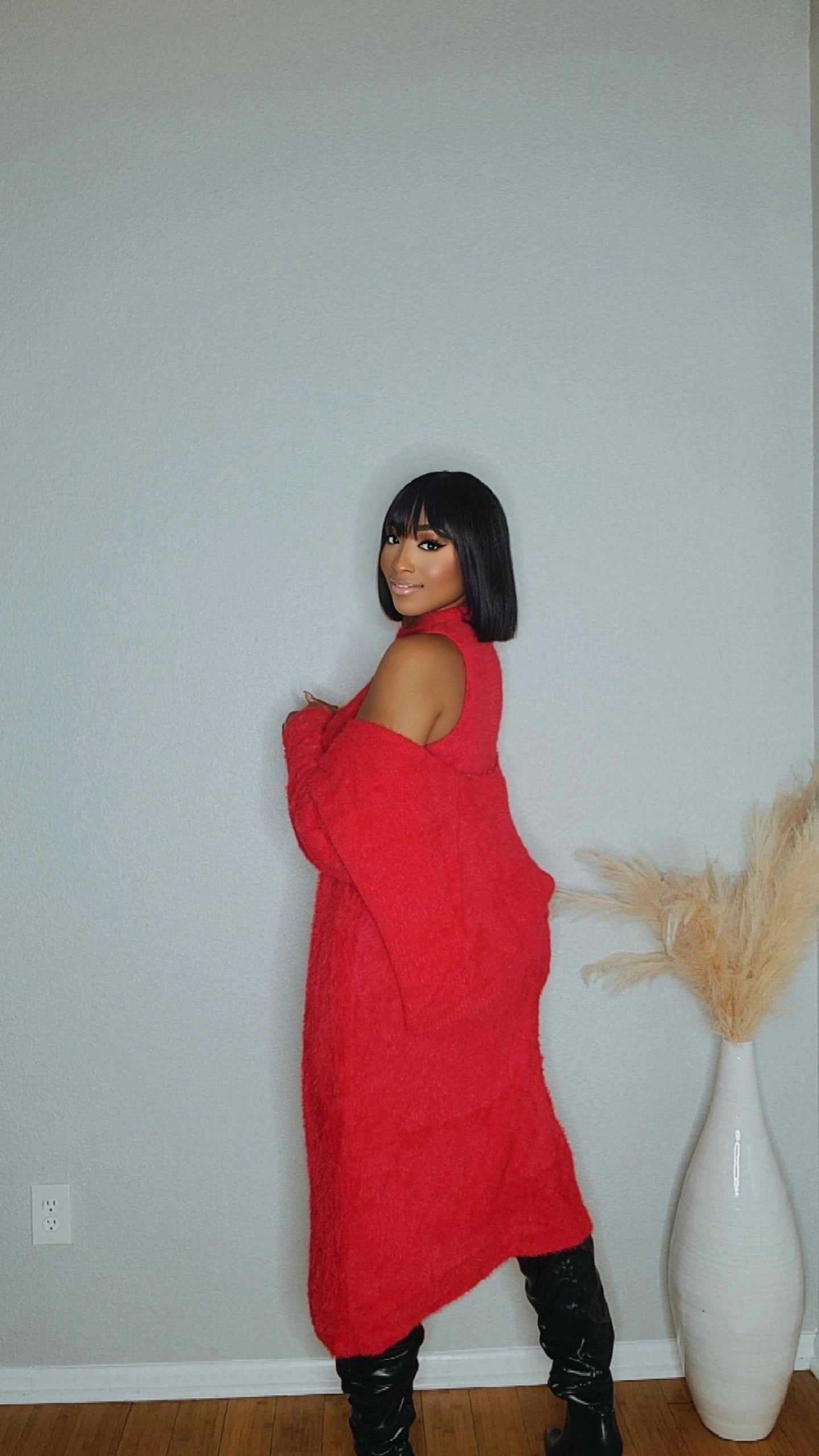 Boss Up Cardigan Dress Set (Red)