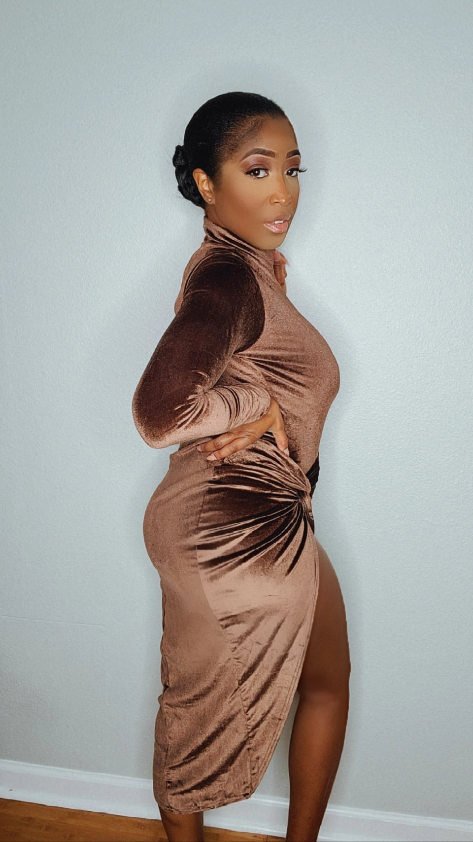 Fine Wine Velvet Skirt Set (Coffee)