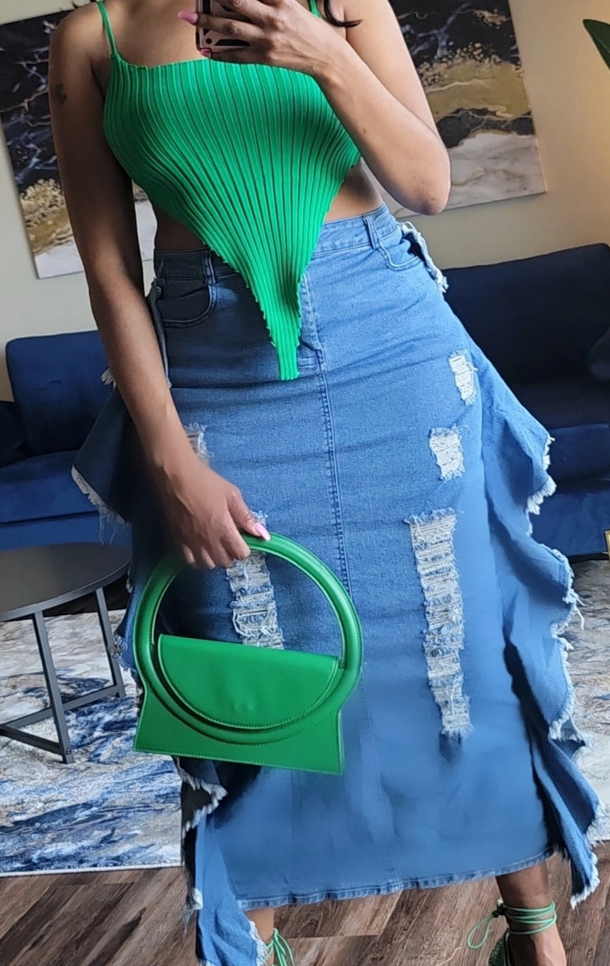 Flaunt Her Denim Skirt