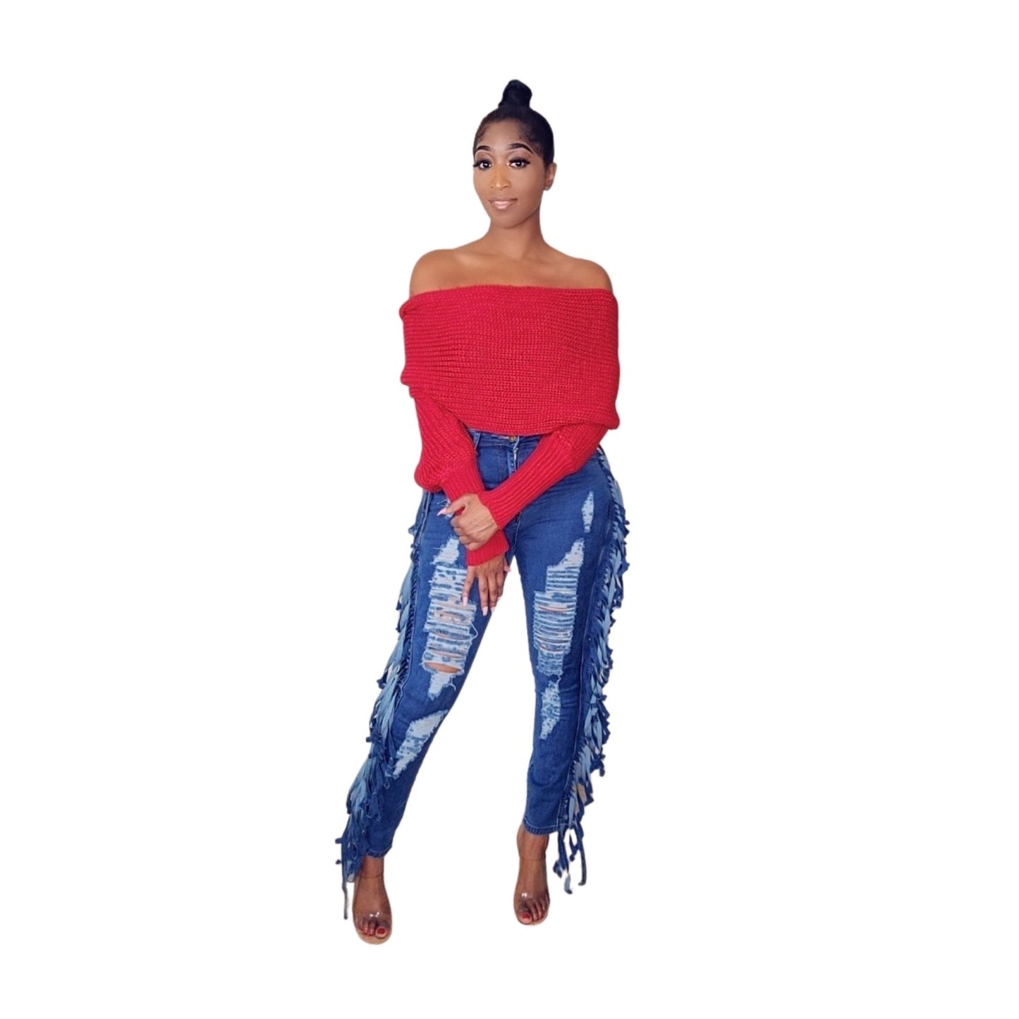 Wrap Me Up Crop Sweater (Red)