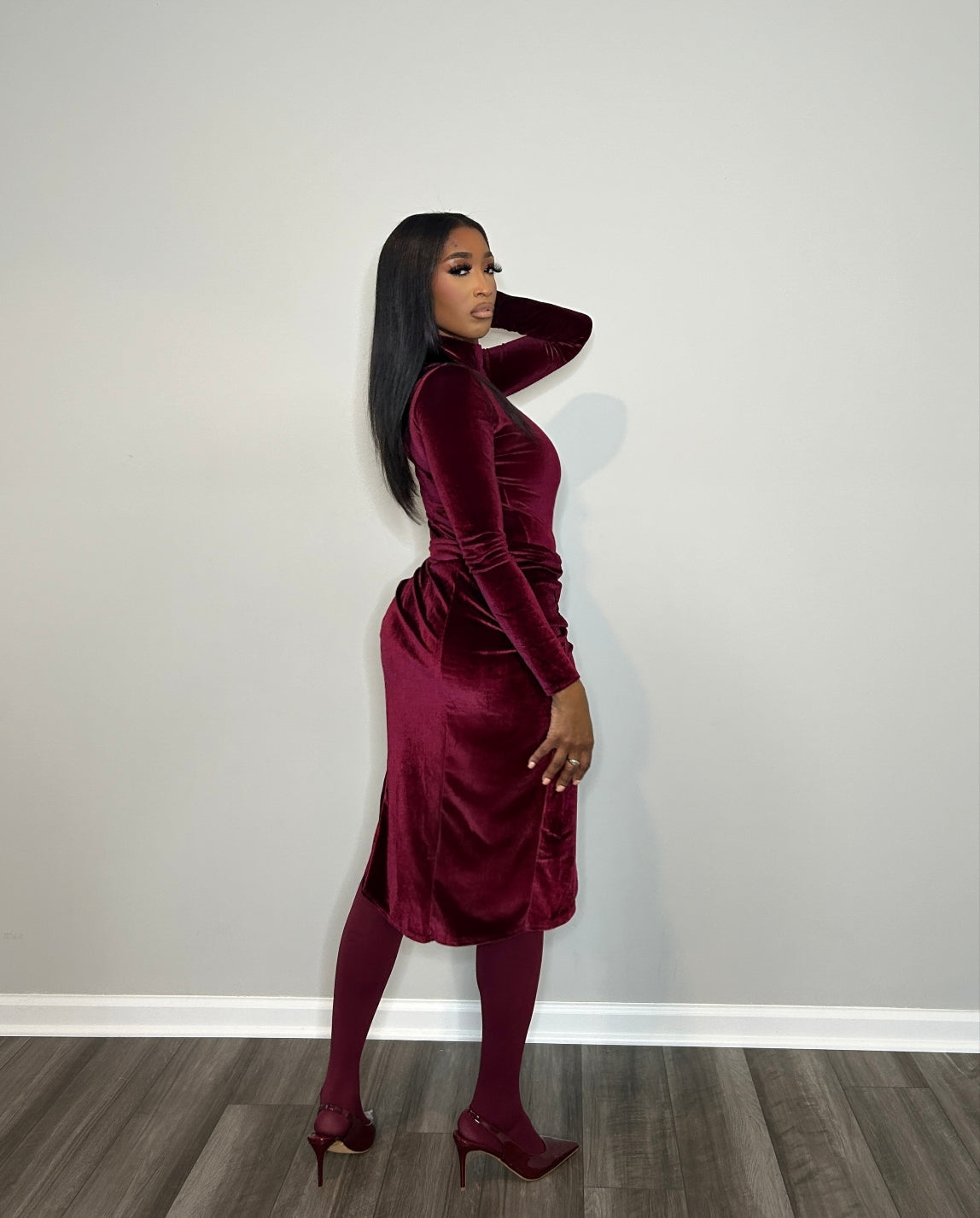 Fine Wine Velvet Skirt Set (Red Wine)