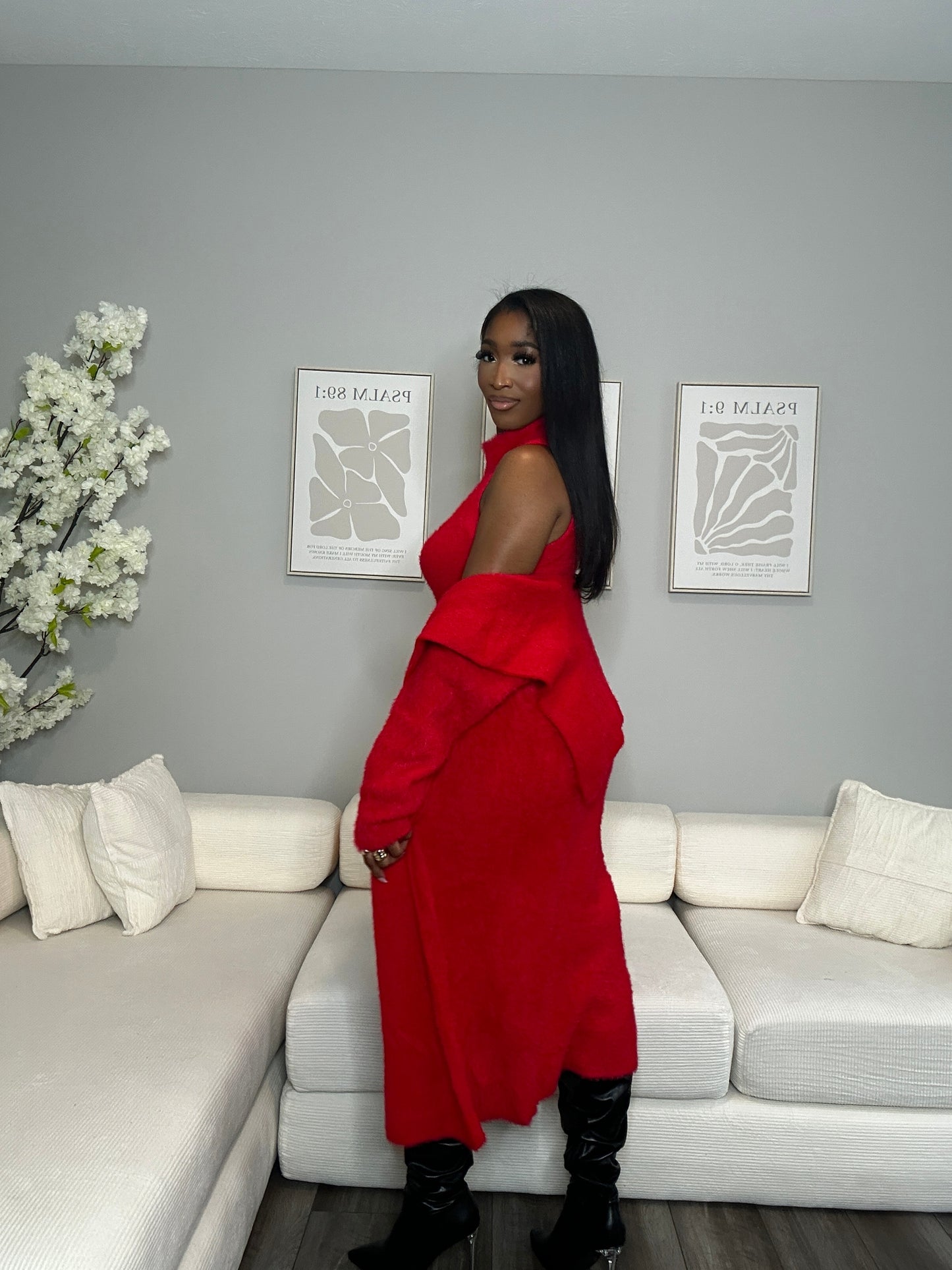 Boss Up Cardigan Dress Set (Red)