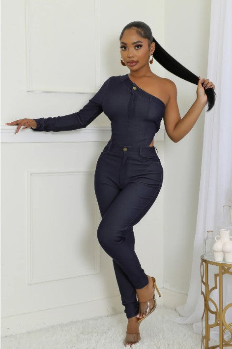 2000s Denim Bodysuit Set