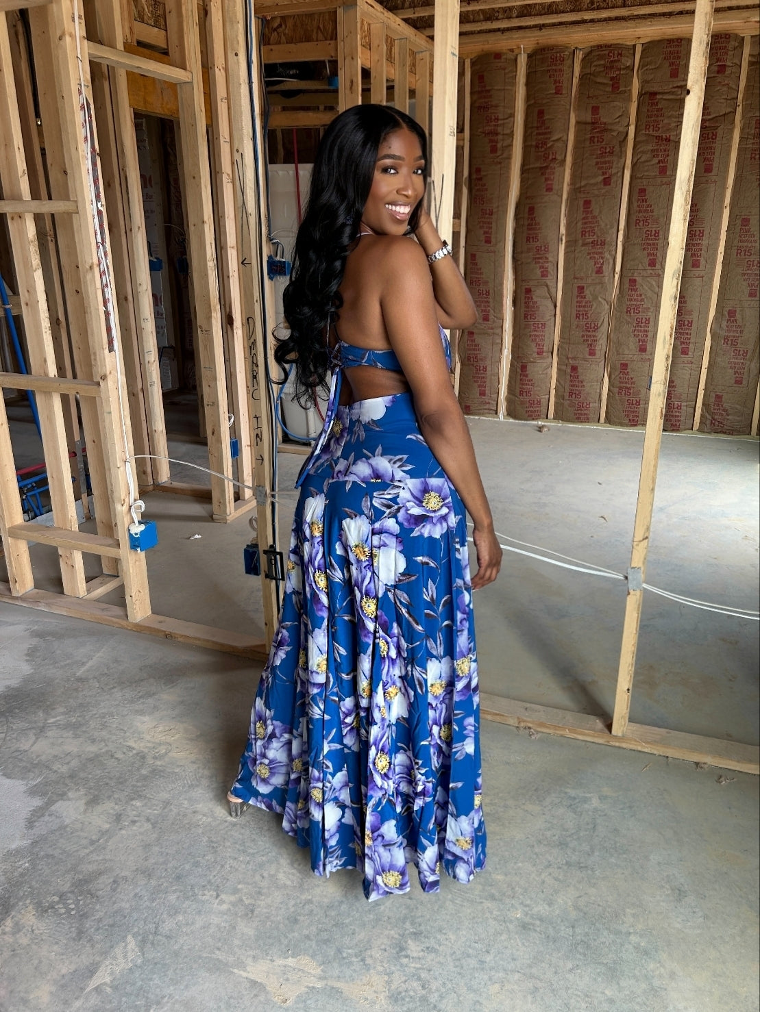 Blue Destiny Floral Maxi Dress