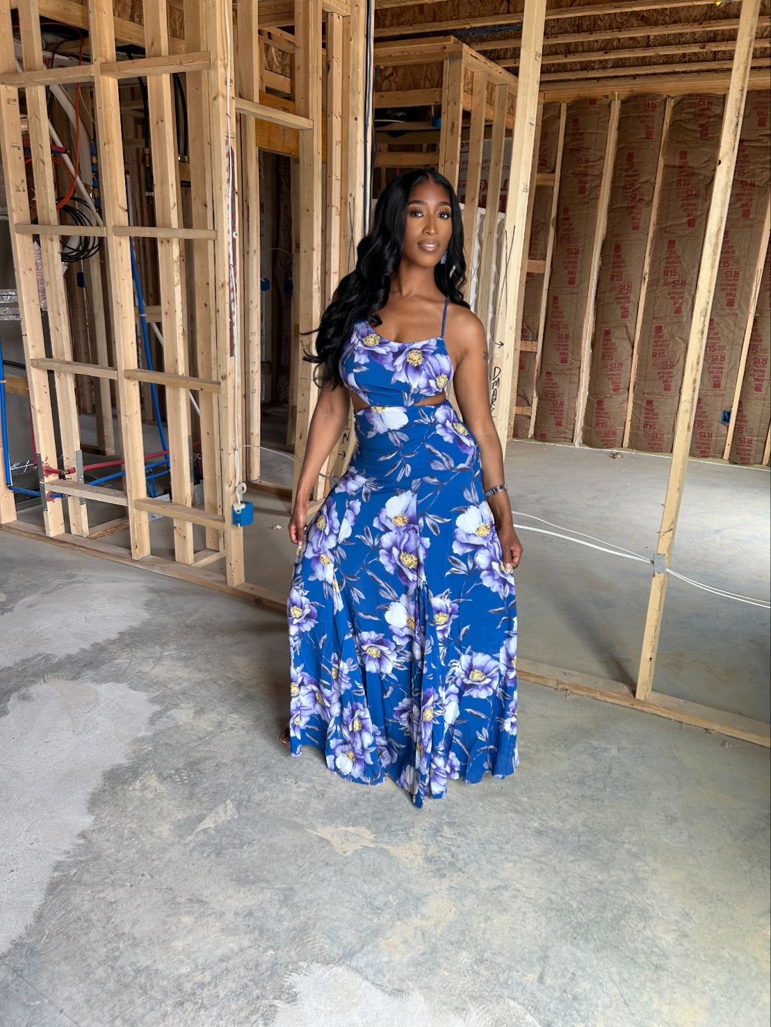 Blue Destiny Floral Maxi Dress