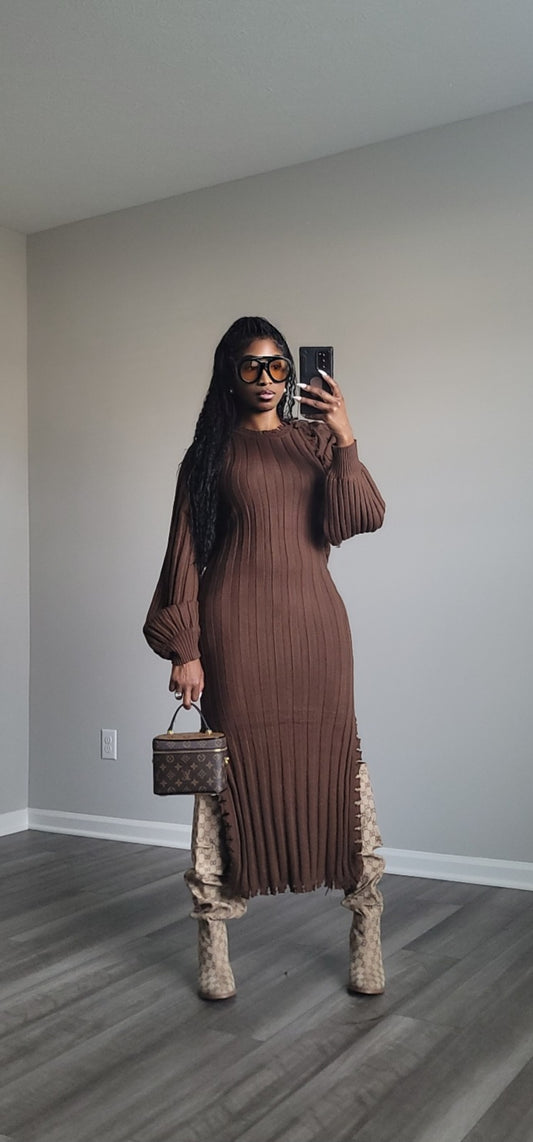 Classy Knit Maxi Dress Set