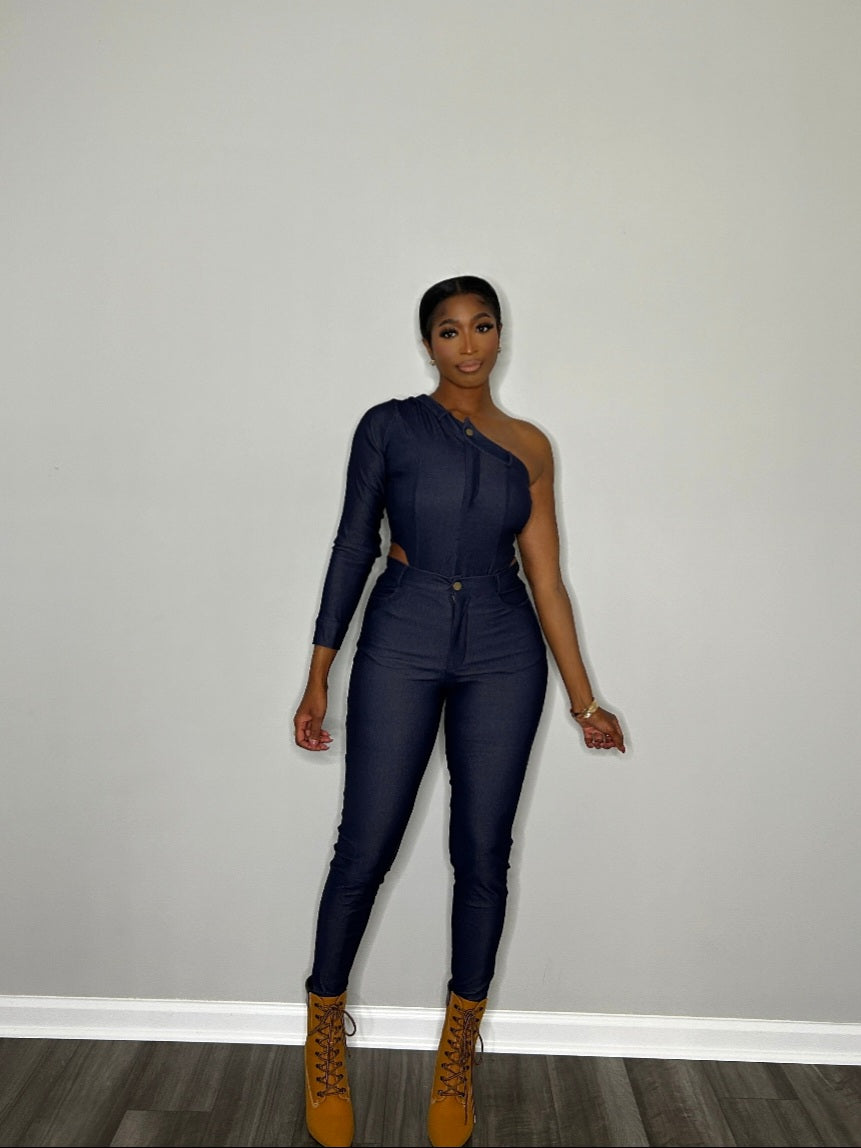 2000s Denim Bodysuit Set