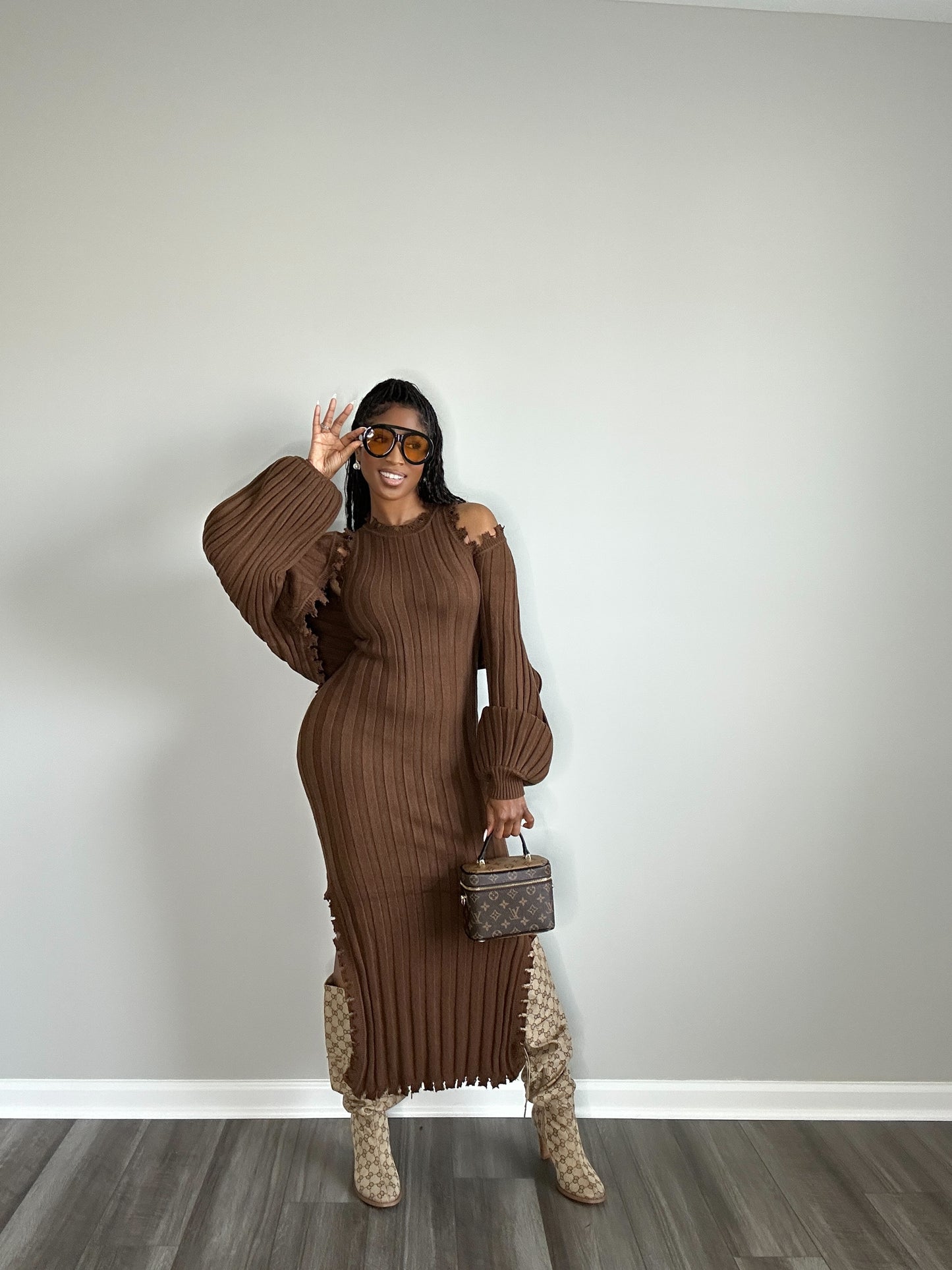 Classy Knit Maxi Dress Set