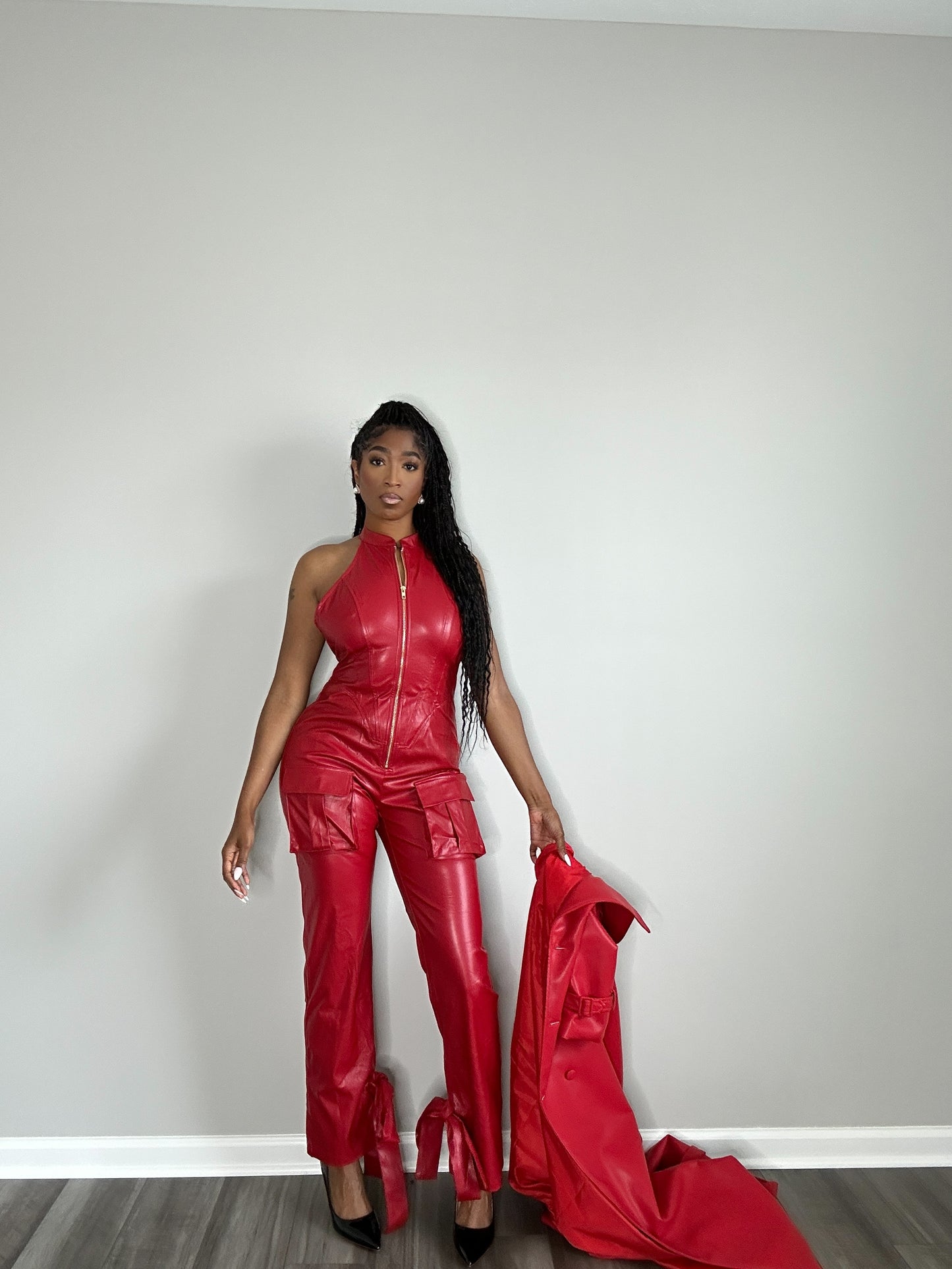 Danger Zone Faux Leather Jumpsuit