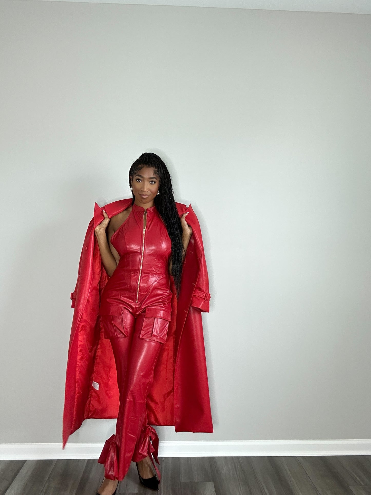 Danger Zone Faux Leather Jumpsuit