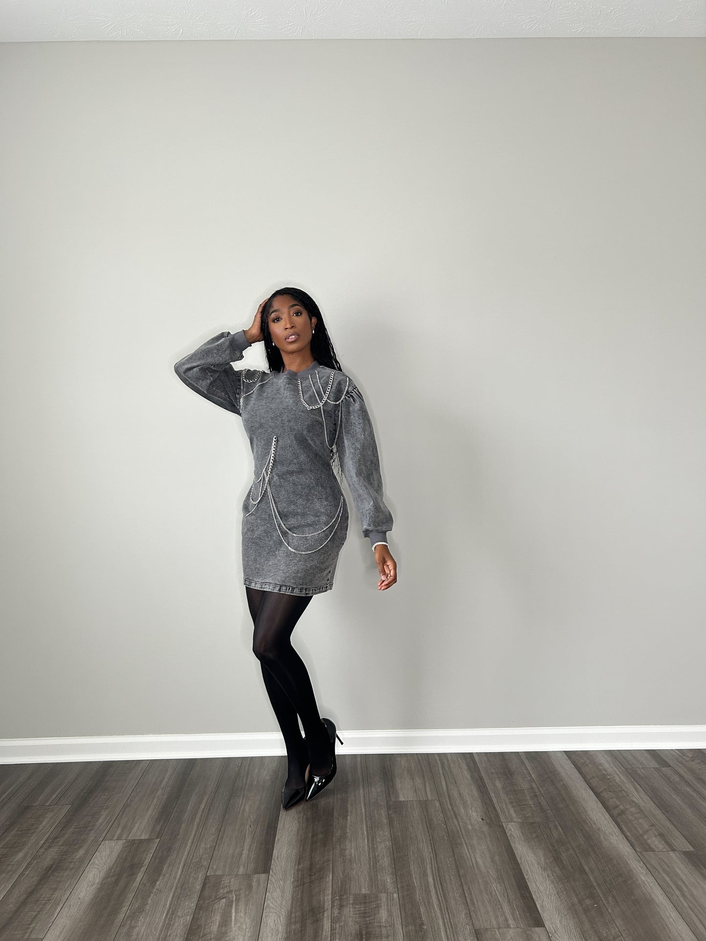 Chained Vibes Denim Dress