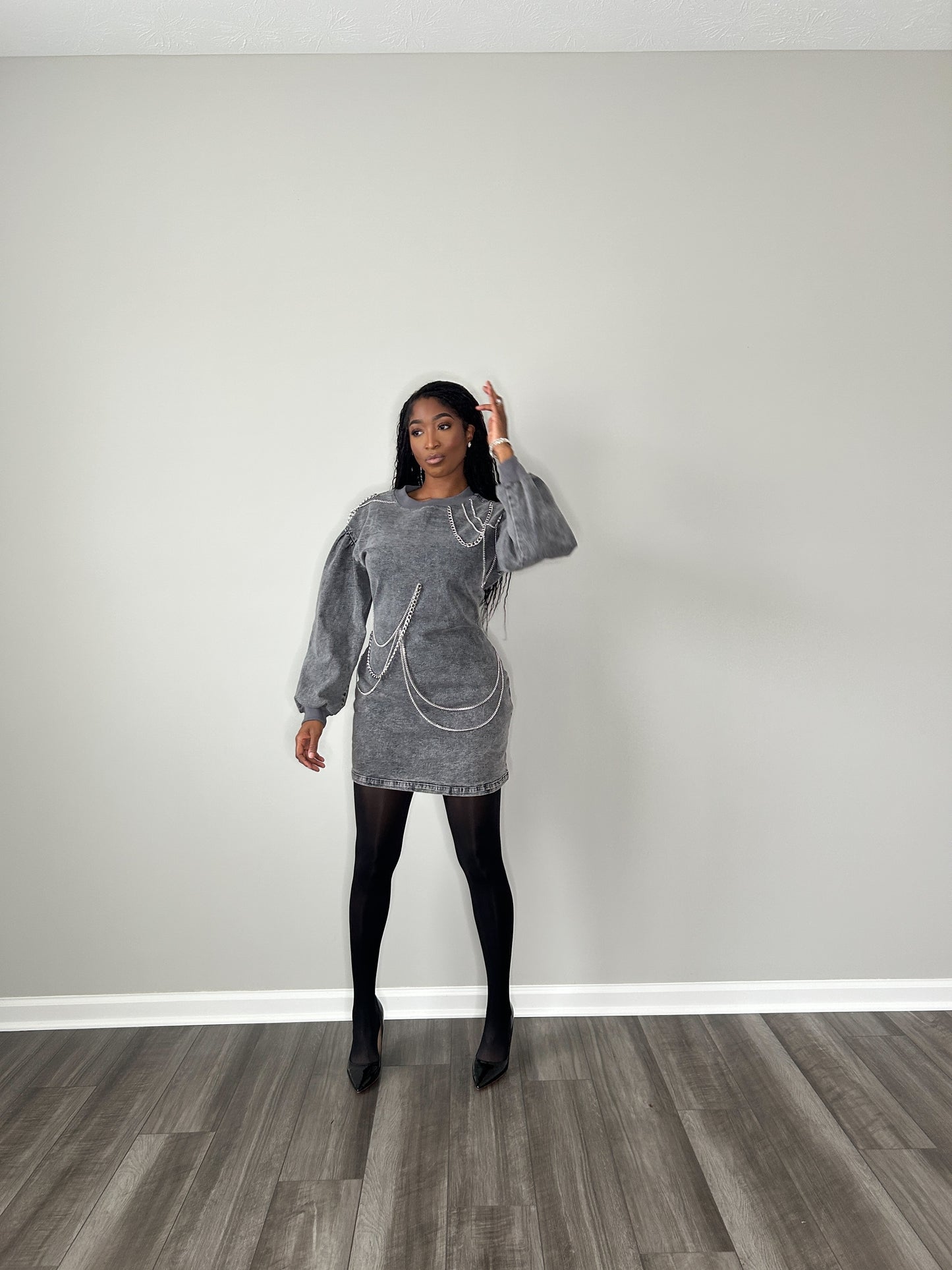 Chained Vibes Denim Dress