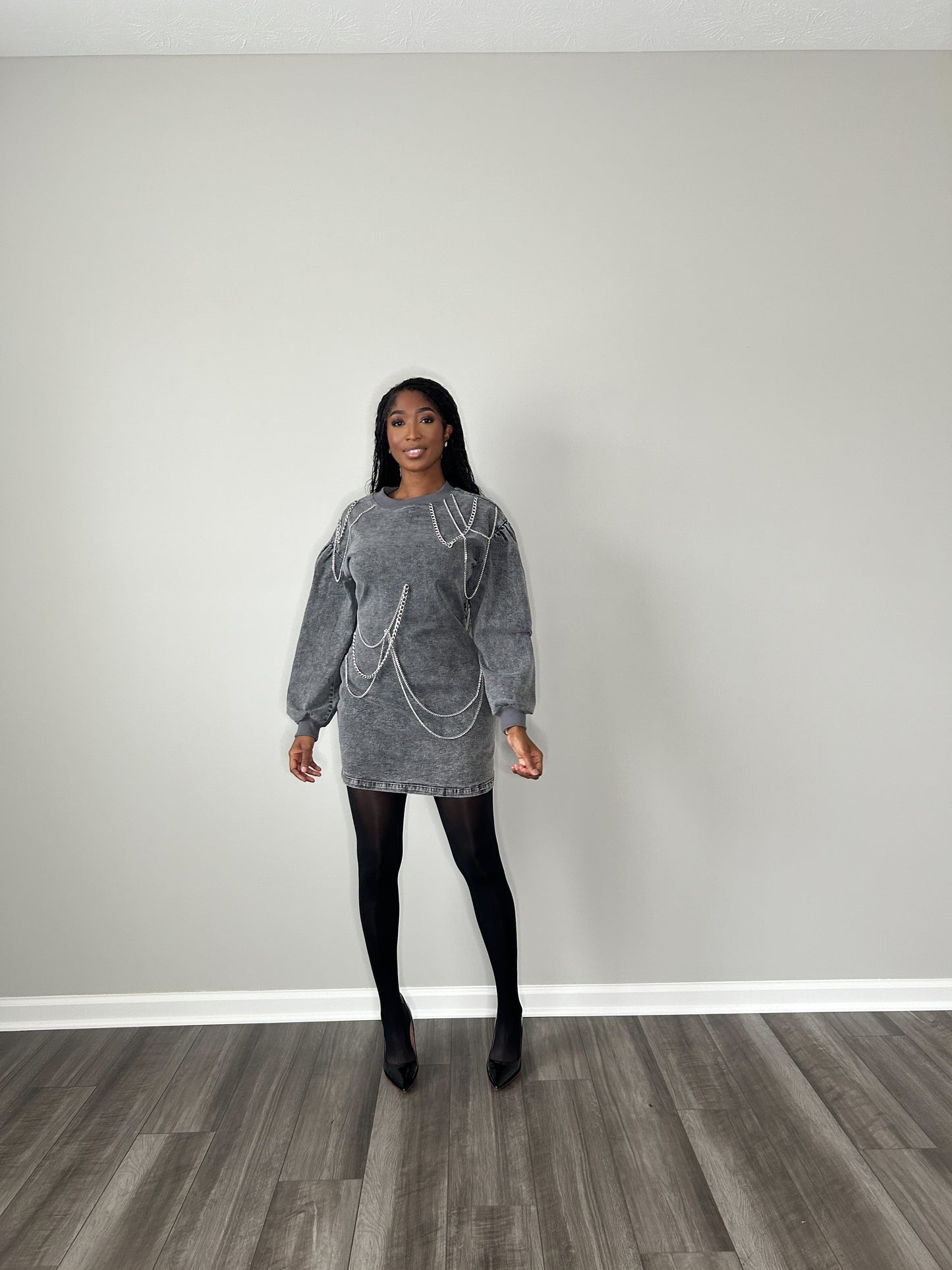 Chained Vibes Denim Dress