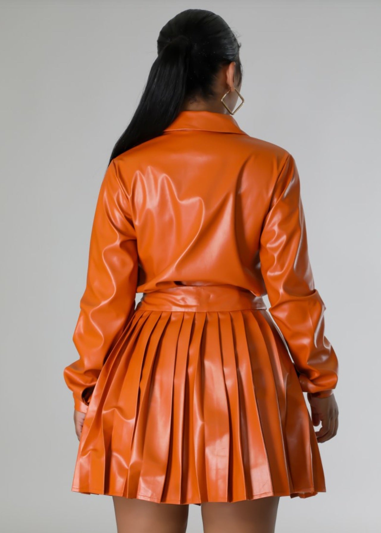 Faux Leather Skirt Set