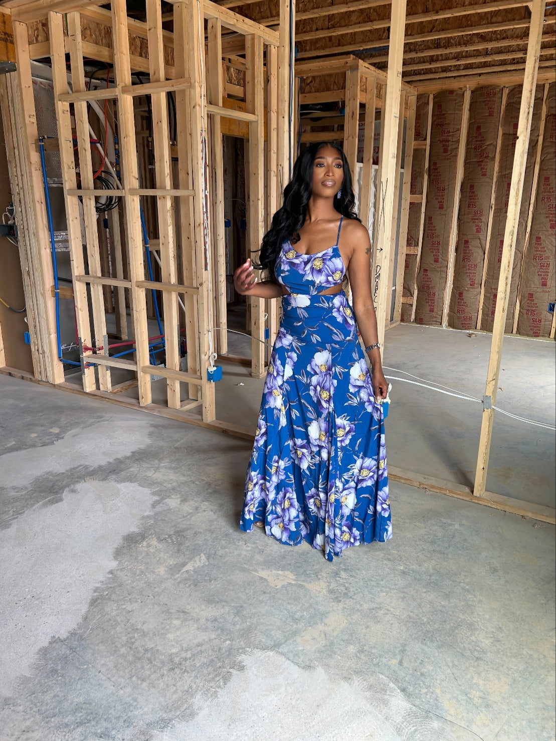 Blue Destiny Floral Maxi Dress