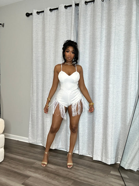 Taking Chances Romper (White)