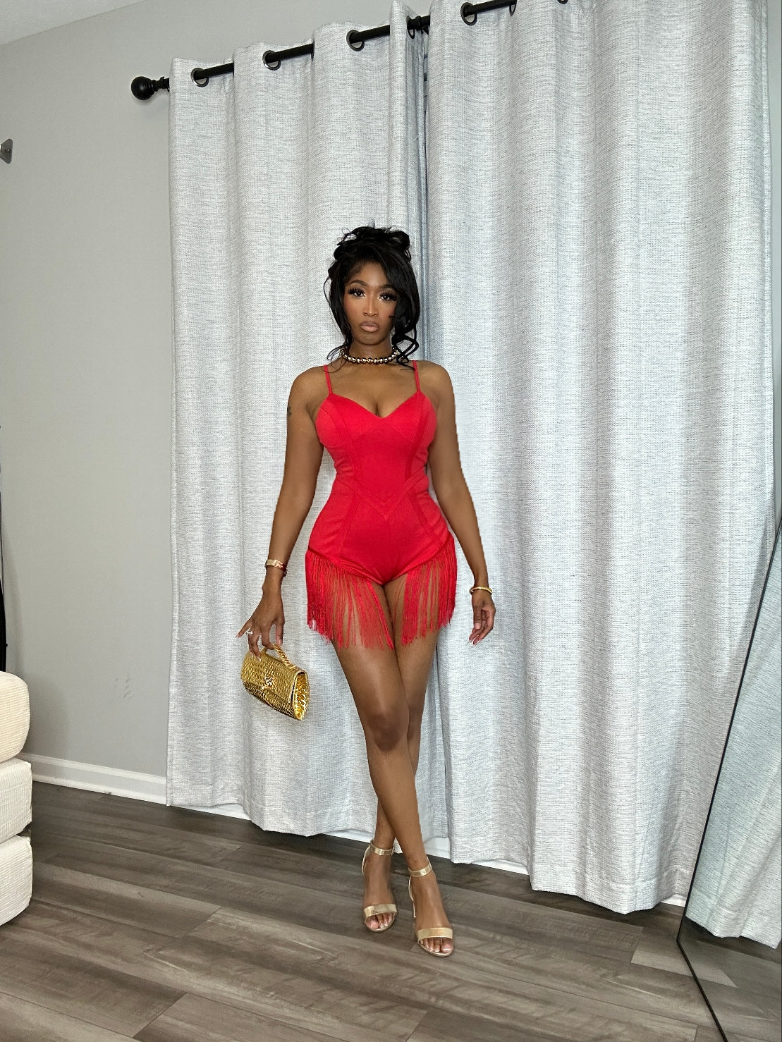 Taking Chances Romper (Red)