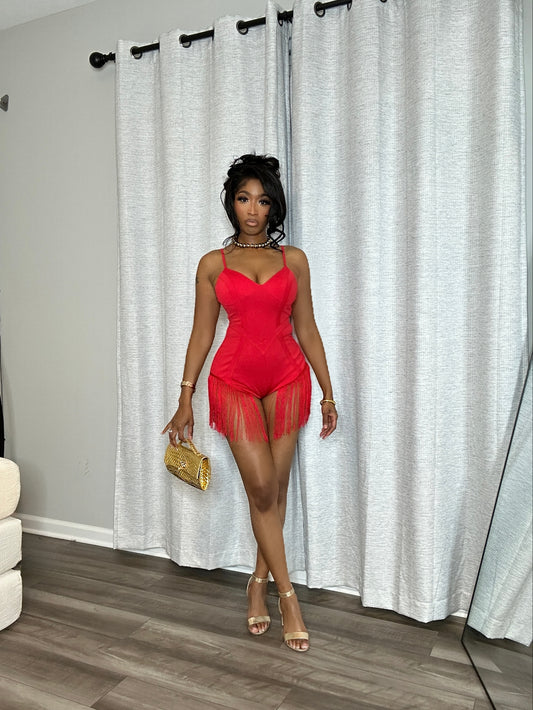 Taking Chances Romper (Red)