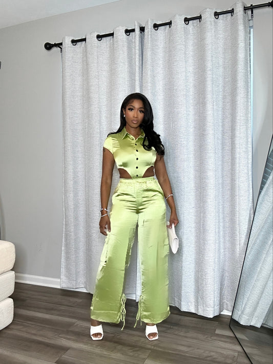 Fast Lanes Bodysuit Pant Set (Lime Green)