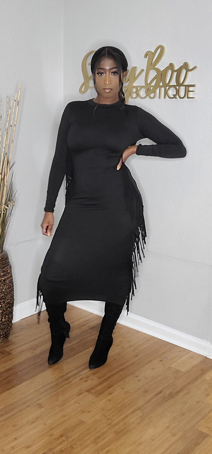 Fringe with Benefits Dress (Black)